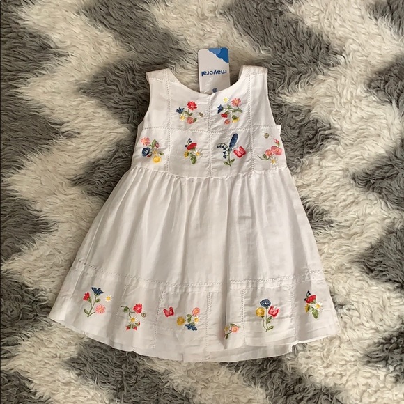 NWT Mayoral Girls Linen Embroidered Flower Dress - Picture 3 of 5